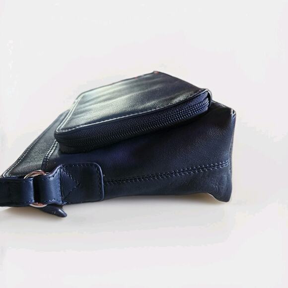 Ili Purse Genuine Leather Crossbody Purse Shoulder Bag Blue Travel RFID Classic - Picture 4 of 8